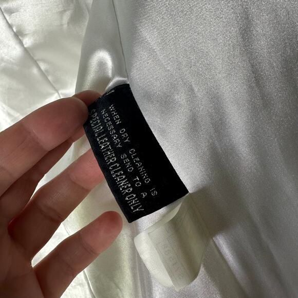 Vintage Maxima Women's Large Blazer Jacket Leather White 3 Button Minimalist 90s - Picture 6 of 11